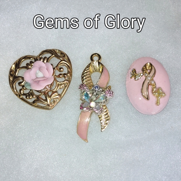 Pink Ribbon Tac Pin Breast Cancer Awareness Handmade - Picture 8 of 8